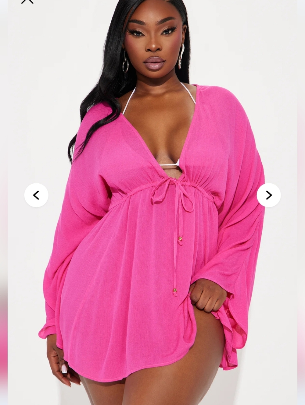 Hot Pink Plus Size Tie-Front Swim Coverup
